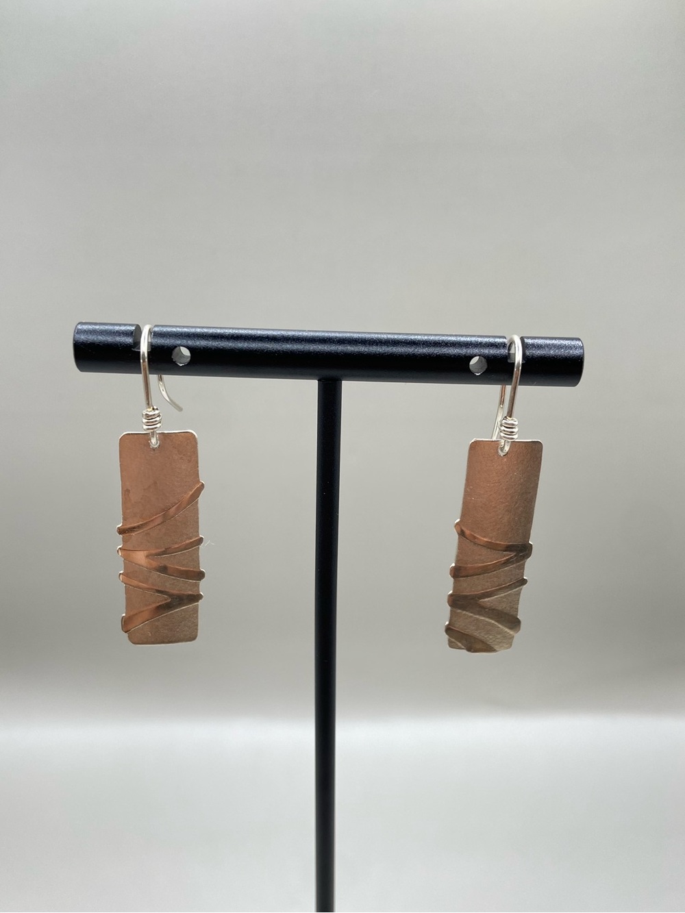 Artisan Sterling Silver Matte Zig Zag Rectangle Earrings